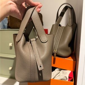 Elegant Taupe Leather Handbag